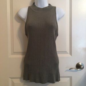 SOFISHIE Ribbed Mock Neck Sleeveless Stretch Gray